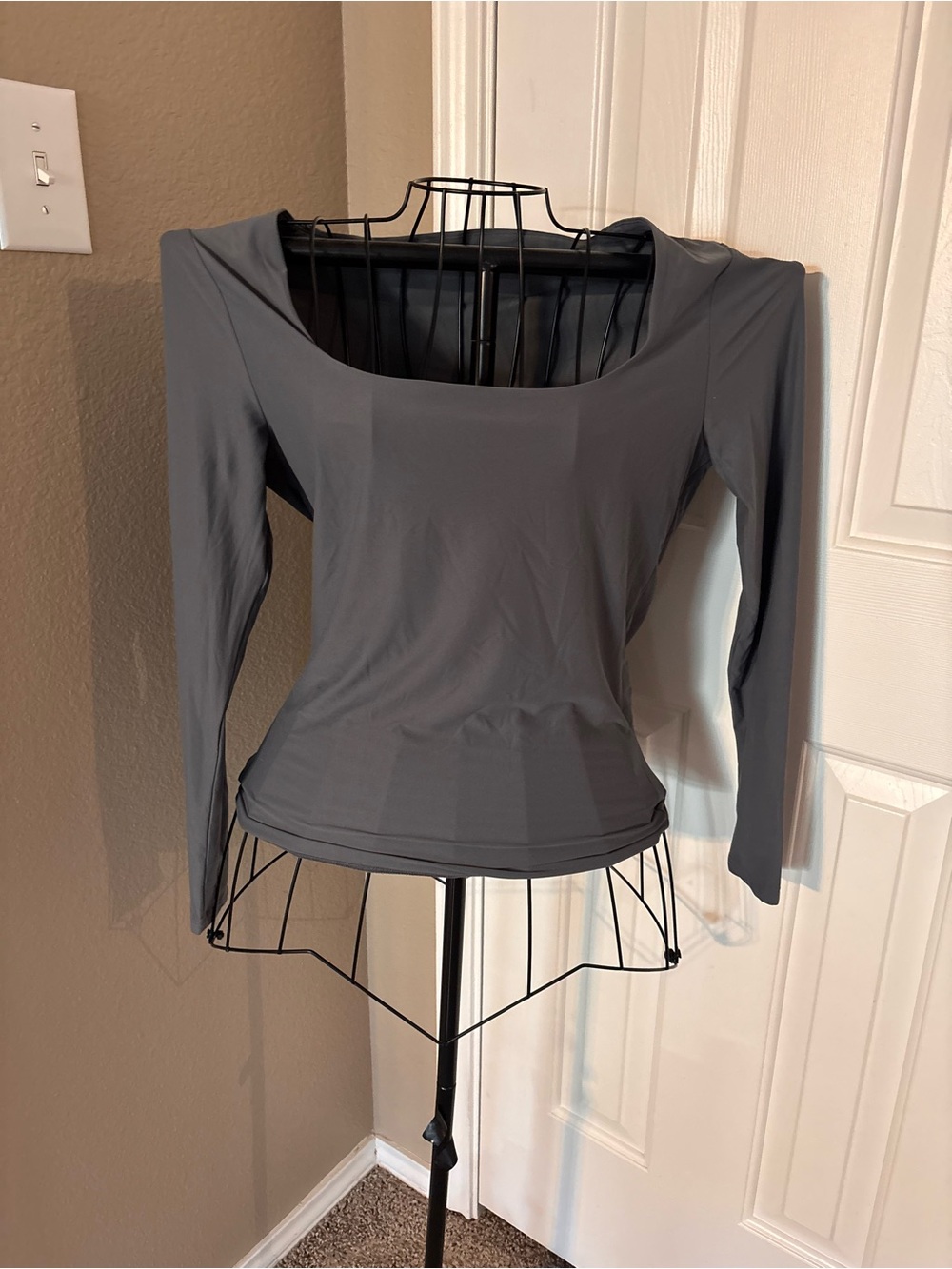 Abercrombie & Fitch Charcoal Square Neck Long Sleeve Top